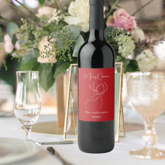 Étiquette Pour Bouteilles De Vin Rouge blanc rennes abstraits Noël moderne