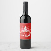 Étiquette Pour Bouteilles De Vin Rouge Noël Blanc Nom de famille Nom personnel (Devant)