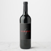 Rouge noir Votre nom Monogramme initial Moderne