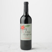 Étiquette Pour Bouteilles De Vin Rouge Poinsettia Joyeux Noël customisé (Devant)