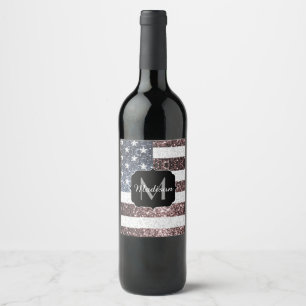 Étiquette Pour Bouteilles De Vin Rouge rustique Bleu Bleu Étincelles drapeau améric