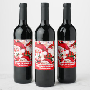 Étiquette Pour Bouteilles De Vin Rouge Vintage Père Noël Tartan Plaid Noël