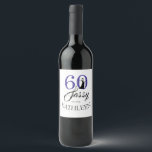 Étiquette Pour Bouteilles De Vin Royal Blue 60 et Sassy 60th Birthday Party<br><div class="desc">Célébrez 60 ans de style avec cet élégant design de 60 ans que vous pouvez customiser avec votre nom! Les mots 60 et sassy en parties scintillant bleue royale et noir sont mis en utilisant la typographie moderne. Des produits correspondants tels que des fournitures de fête et des jeux d'invitations...</div>