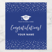 Étiquette Pour Bouteilles De Vin Royal Blue & White Graduation Félicitations (Étiquettes simples)
