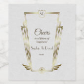 Étiquette Pour Bouteilles De Vin Royal Gold Art Déco Monogramme Mariage blanc (Étiquettes simples)