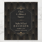 Étiquette Pour Bouteilles De Vin Royal Gold Black Great Gatsby Art Déco Mariage (Étiquettes simples)
