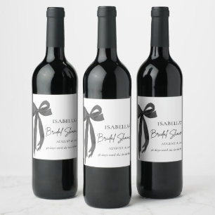 Étiquette Pour Bouteilles De Vin Ruban noir élégant moderne pour douche de mariée