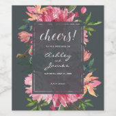 Étiquette Pour Bouteilles De Vin Ruby Pink Peony Floral Mariage (Étiquettes simples)