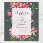 Étiquette Pour Bouteilles De Vin Ruby Pink Peony Floral Mariage (Étiquettes simples)