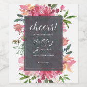 Étiquette Pour Bouteilles De Vin Ruby Pink Peony Floral Mariage (Étiquettes simples)