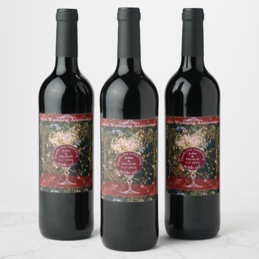 Étiquette Pour Bouteilles De Vin Ruby Red 40e anniversaire du Mariage (Bouteilles)
