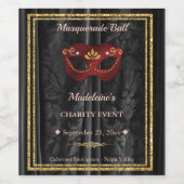 Étiquette Pour Bouteilles De Vin Ruby Red Masquerade Or Gala Black Damask (Étiquettes simples)