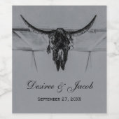 Étiquette Pour Bouteilles De Vin Russe Gris Noir Vache Occidentale Mariage crâne (Étiquettes simples)