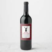 Étiquette Pour Bouteilles De Vin Russe Joyeux Noël Cerf Rouge Plaid (Devant)