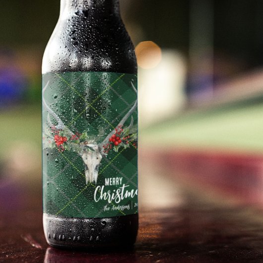 Étiquette Pour Bouteilles De Vin Russe Pays Reindeer Crâne & Garland Noël