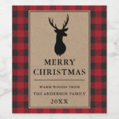 Étiquette Pour Bouteilles De Vin Russe Rouge Plaid Joyeux Noël Kraft (Étiquettes simples)
