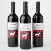 Étiquette Pour Bouteilles De Vin Russe Tartan Rouge Plaid Deer Christmas (Bouteilles)