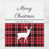 Étiquette Pour Bouteilles De Vin Russe Tartan Rouge Plaid Deer Christmas (Étiquettes simples)