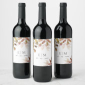Étiquette Pour Bouteilles De Vin Rust Orange Fall Tree Feuille Monogramme Mariage (Bouteilles)