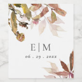 Étiquette Pour Bouteilles De Vin Rust Orange Fall Tree Feuille Monogramme Mariage (Étiquettes simples)