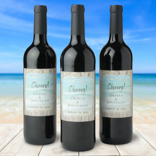 Étiquette Pour Bouteilles De Vin Rustic Beach Coastal String Mariage