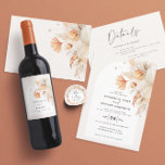 Étiquette Pour Bouteilles De Vin rustic bohemian pampas grass botanical<br><div class="desc">Modern natural terracotta bohemian pampas grass botanical wedding day party favor wine bottle. Beautiful printed floral watercolors et script moderne. La mode du design.</div>
