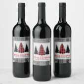 Étiquette Pour Bouteilles De Vin Rustic Buffalo Plaid Noël personnalisable (Bouteilles)