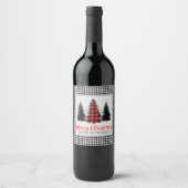 Étiquette Pour Bouteilles De Vin Rustic Buffalo Plaid Noël personnalisable (Devant)
