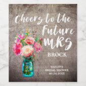 Étiquette Pour Bouteilles De Vin Rustic Mason Jar Future Mme Fête des mariées (Étiquettes simples)