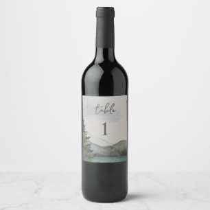 Étiquette Pour Bouteilles De Vin Rustic Mountain À feuillage persistant Mariage Num