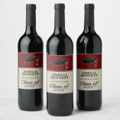 Étiquette Pour Bouteilles De Vin Rustic Red Félicitations Casquette diplômé (Bouteilles)