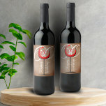 Étiquette Pour Bouteilles De Vin Rustic Red Wine Glass Script 60th Birthday<br><div class="desc">Rustic Red Wine Glass Script 60th Birthday Wine Label. The design has an abstract red wine glass with an age number in it and the age in white color on the background. Background is beige rustic old paper texture. You can change the age. Great for a woman or a man...</div>