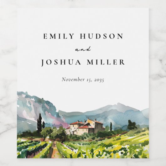 Étiquette Pour Bouteilles De Vin Rustic Winery Mariage paysage (Étiquettes simples)