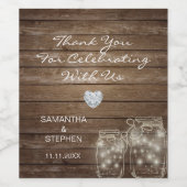 Étiquette Pour Bouteilles De Vin Rustic Wood Country Mason Jars Mariage de coeur (Étiquettes simples)