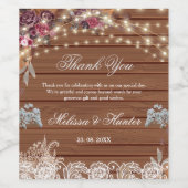 Étiquette Pour Bouteilles De Vin Rustic Wood String éclaire le Mariage du souffle d (Étiquettes simples)