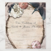 Étiquette Pour Bouteilles De Vin Rustique Blanc Birch Floral & Hummingbird Vin Étiq (Étiquettes simples)