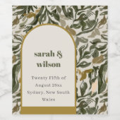 Étiquette Pour Bouteilles De Vin Rustique Boho Retro Arch Mariage botanique vert (Étiquettes simples)
