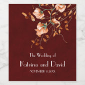 Étiquette Pour Bouteilles De Vin Rustique Bourgogne brûlé Orange Floral Mariage de (Étiquettes simples)