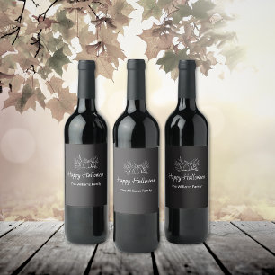 Étiquette Pour Bouteilles De Vin Rustique Chalkboard Simple Citrouille de fête d'Ha