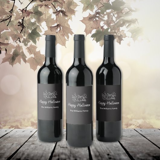 Étiquette Pour Bouteilles De Vin Rustique Chalkboard Simple Citrouille de fête d'Ha