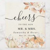 Étiquette Pour Bouteilles De Vin Rustique Citrouilles et fleurs d'automne (Étiquettes simples)