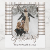 Étiquette Pour Bouteilles De Vin Rustique Classy Élégant Plaid Motif Holiday (Étiquettes simples)