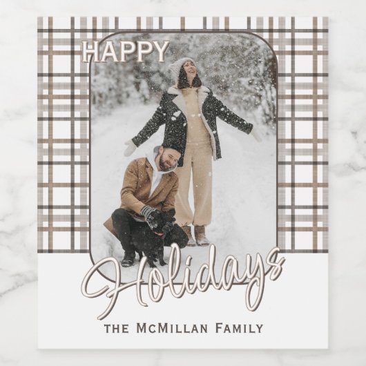 Étiquette Pour Bouteilles De Vin Rustique Classy Élégant Plaid Motif Holiday (Étiquettes simples)