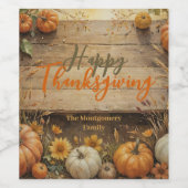 Étiquette Pour Bouteilles De Vin Rustique Cosy Fall Farmhouse Style Thanksgiving (Étiquettes simples)