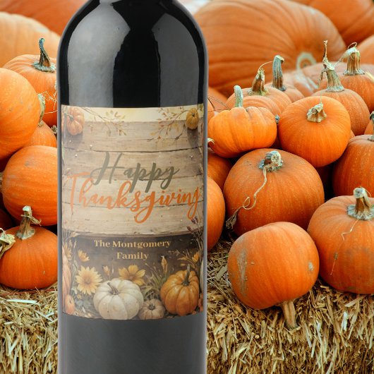 Étiquette Pour Bouteilles De Vin Rustique Cosy Fall Farmhouse Style Thanksgiving