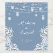 Étiquette Pour Bouteilles De Vin Rustique Dusty Blue Lights Mariage Étiquette de vi (Étiquettes simples)