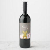 Étiquette Pour Bouteilles De Vin Rustique Elegant Lapin de Pâques Personnalisé (Devant)