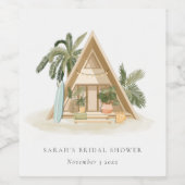 Étiquette Pour Bouteilles De Vin Rustique Fête de Mariage Tropicale de la Cabane de (Étiquettes simples)