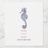 Étiquette Pour Bouteilles De Vin Rustique Seahorse Red & Blue Beach Mariage (Étiquettes simples)