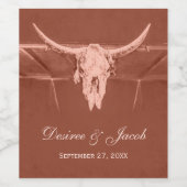 Étiquette Pour Bouteilles De Vin Rustique Terre cuite Crâne de vache occidentale (Étiquettes simples)